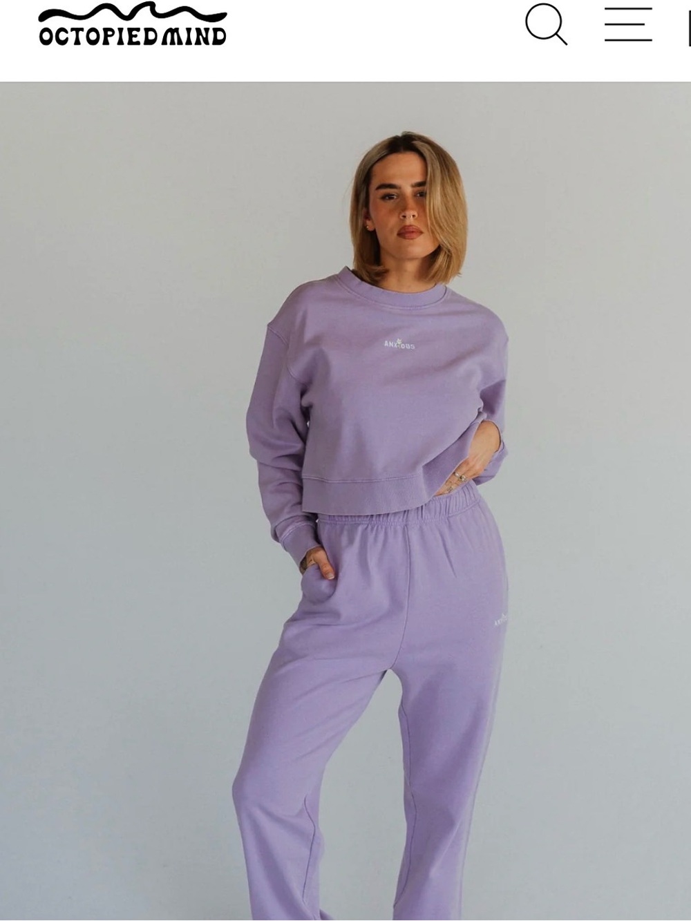 Octopied Mind Lavender Anxious Cropped Sweatshirt Women’s XL
